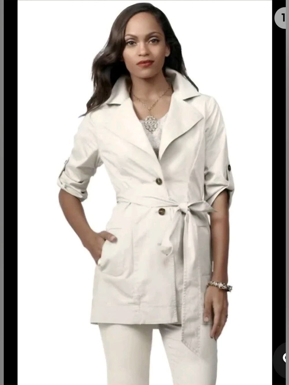 Cabi Classic Cream Trench Coat Jacket Size 6
